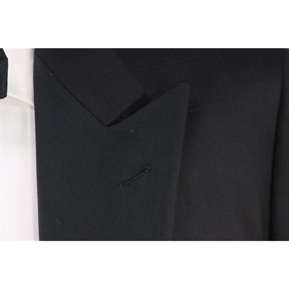 Stefano Ricci Recent Black Tone Check Super 180's Wool Peak Lapel 1B Tuxedo 42R - Picture 5 of 10
